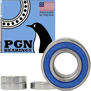 PGN (4 Pack) 6205-2RS Bearing - Lubricated Chrome Steel Sealed Ball Bearing - 25x52x15mm Bearings with Rubber Seal & High RPM Support