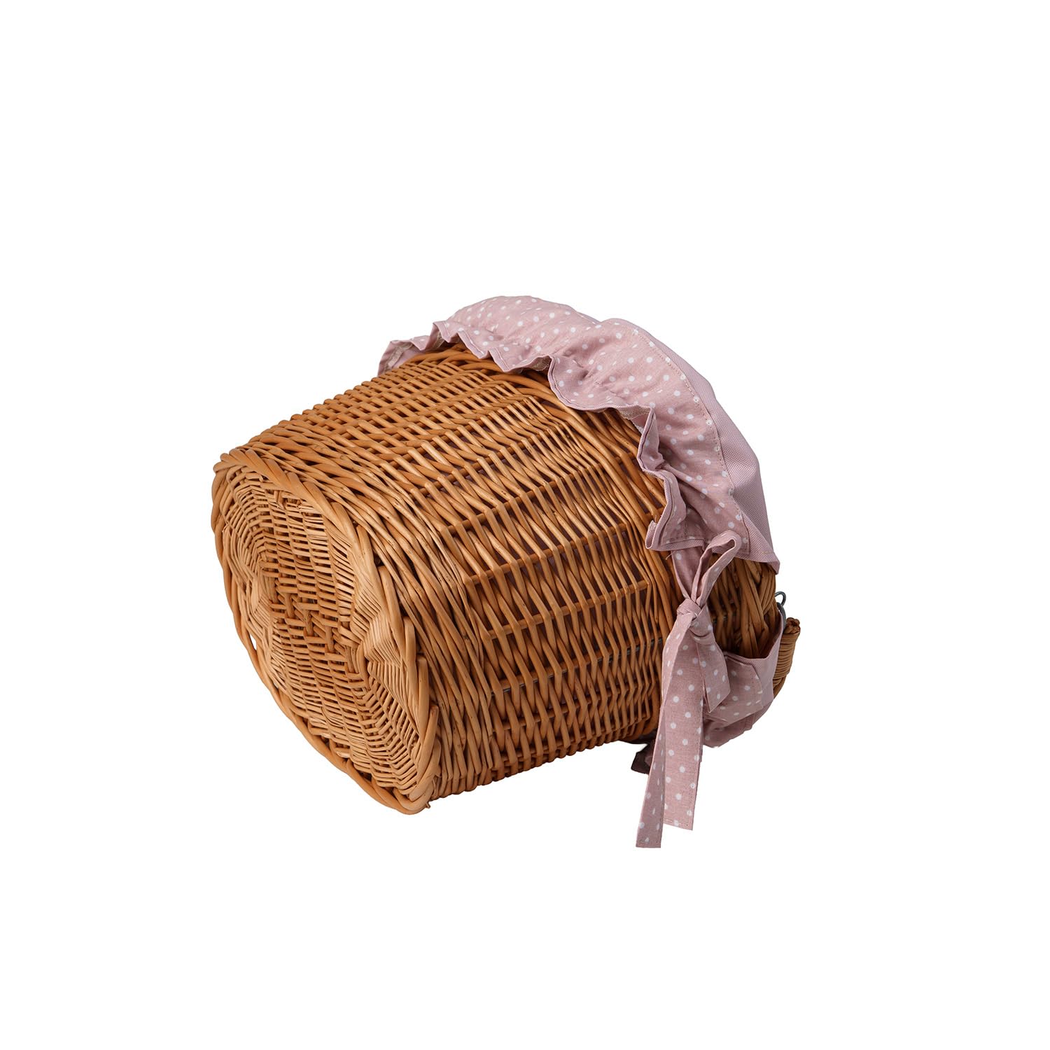 Panier de vélo rétro en osier avec sangles en cuir, sac de transport en osier pour un vélo