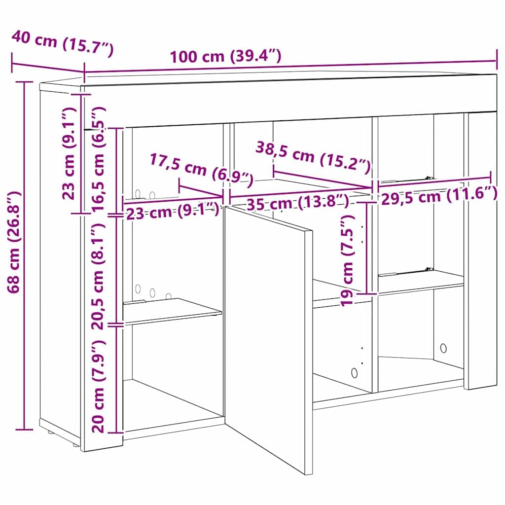 vidaXL Kątowa szafka LED pod telewizor 100x40x68cm Biały
