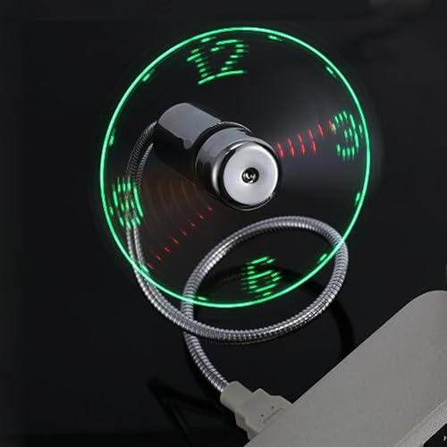 Miniatura 6 de Anysecu - Ventilador de reloj USB con luz LED de reloj en tiempo real - Cool Gadget (plata 1 unidad)