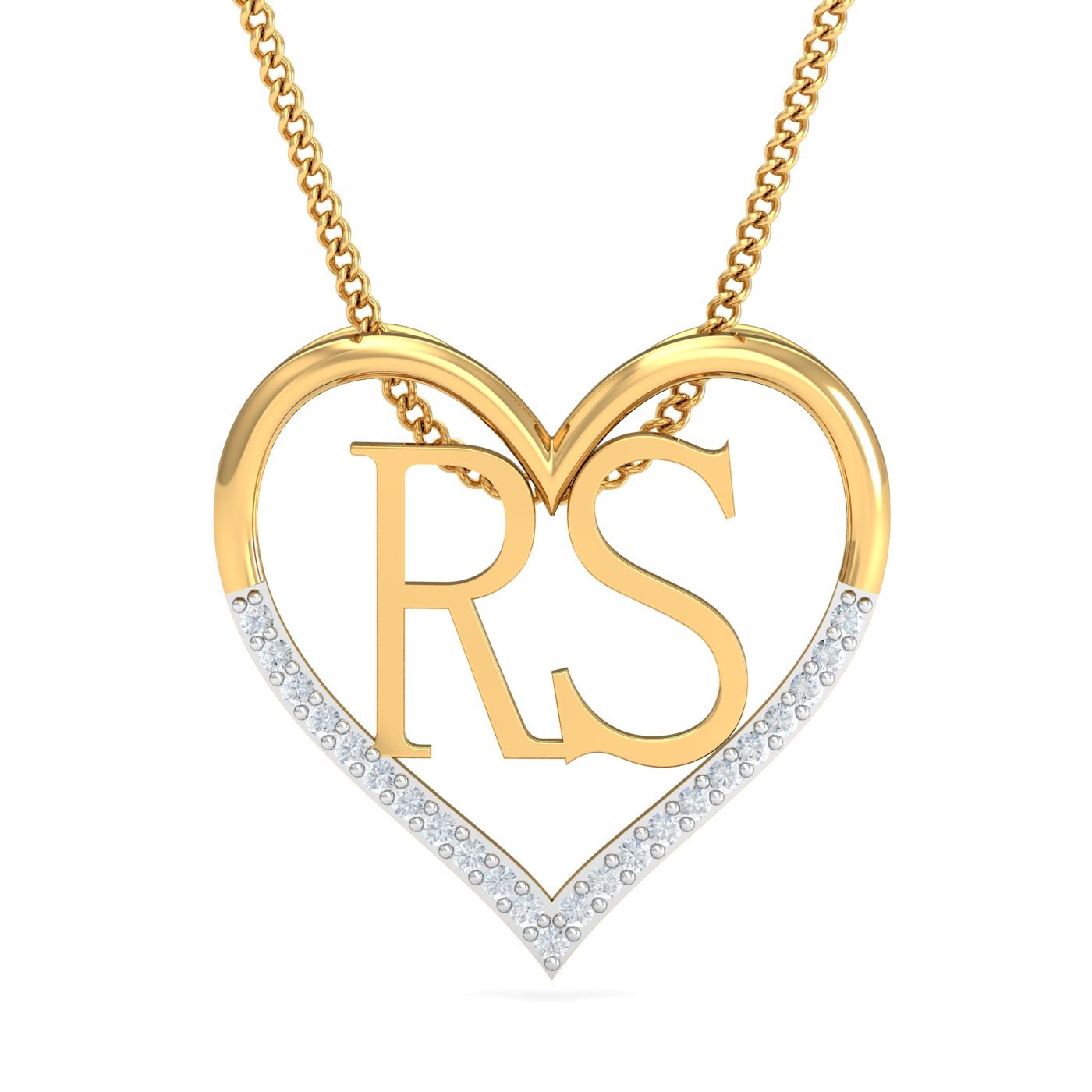 18KT Yellow Gold Couple's Initials Heart Pendant for Women-image-48