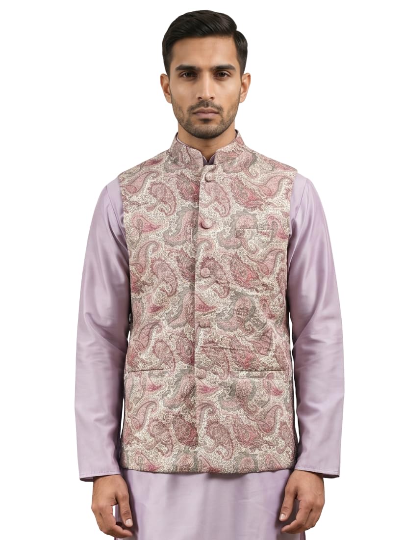 jompers Men Paisley Embroidered Cotton Blend Nehru Jacket-picture-34