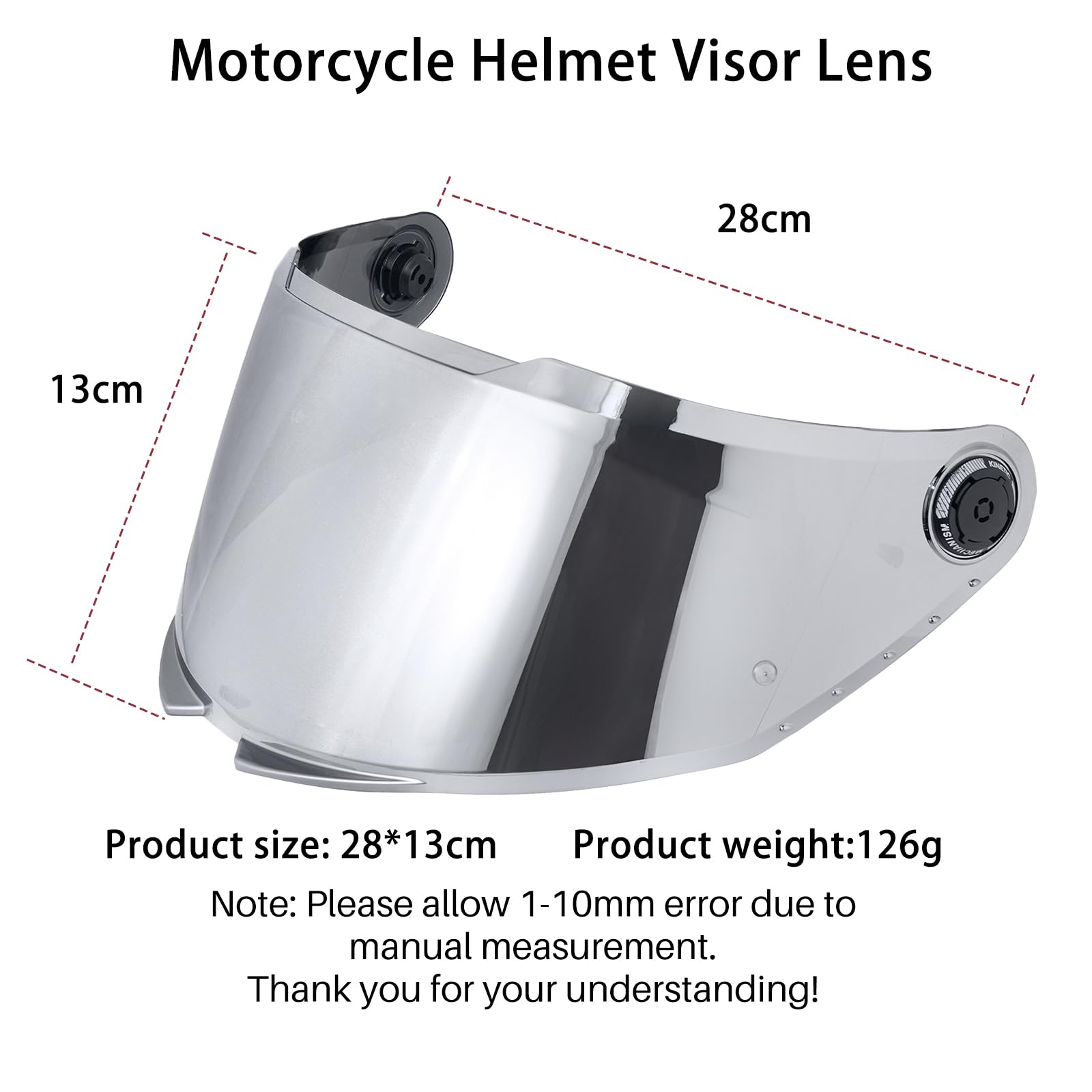 Visiera Casco,Protezione per Il Vento del Motociclo,Casco Parabrezza Moto Visiera a Lente Integrale per per MT-V-28B Thunder 4 SV,Accessori per Caschi da Moto (Cromo Argento)