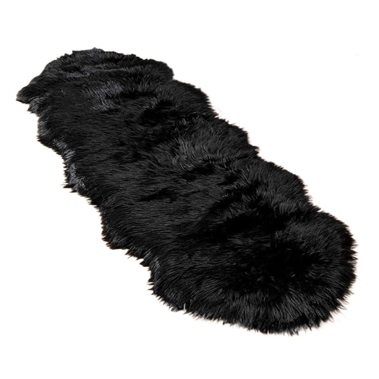Tapis en fausse laine noir anti-froid pour sol de chambre d'enfant et salon