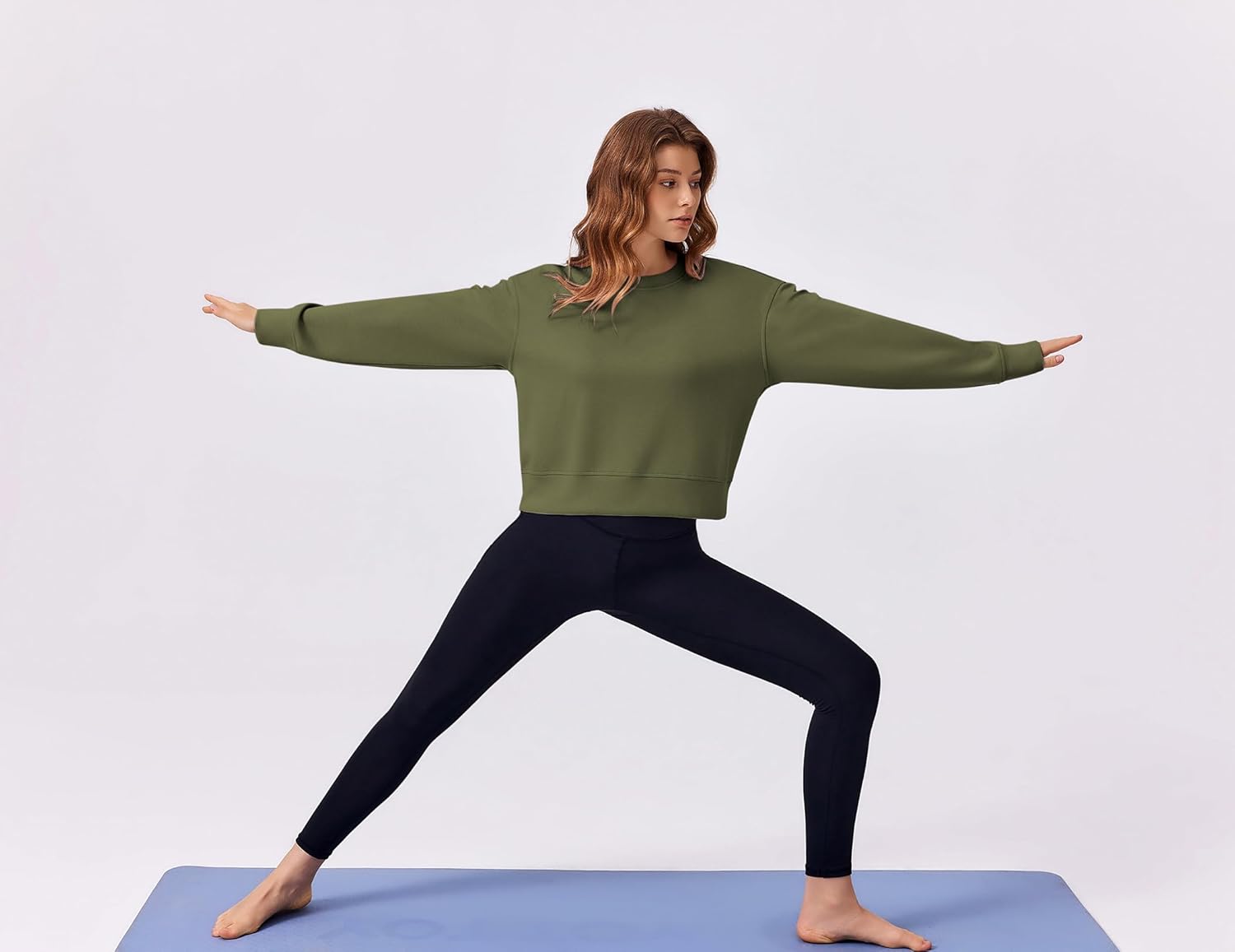 PINSPARK Soft Crewneck Cropped Sweatshirt for Women Long Sleeve Relaxed Lightweight Basic Crop Tops 2025 - Image 5