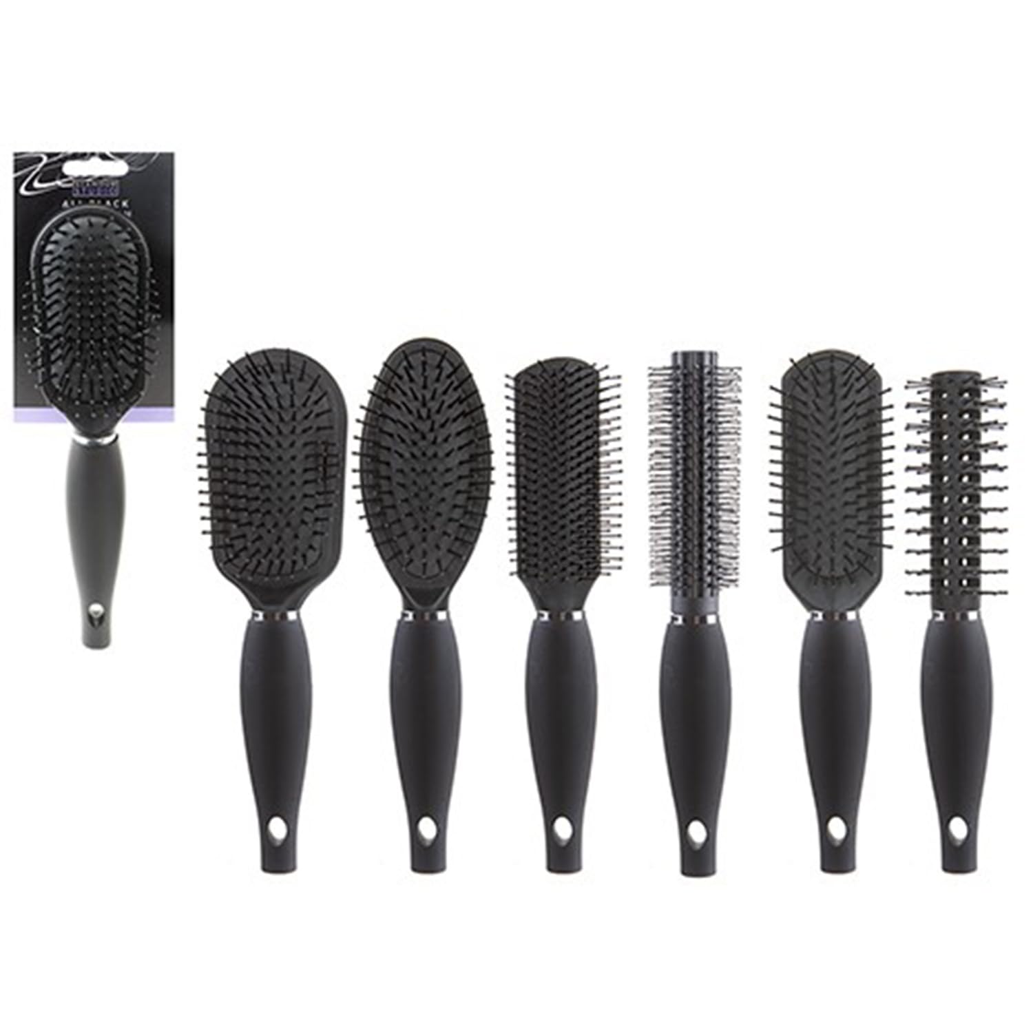 Stunning Assorted Designs Black Hairbrush - Elegant, Durable & Ergonomic Design, Perfect for Tangle-Free Hair Care Experience (1 Pc.)
