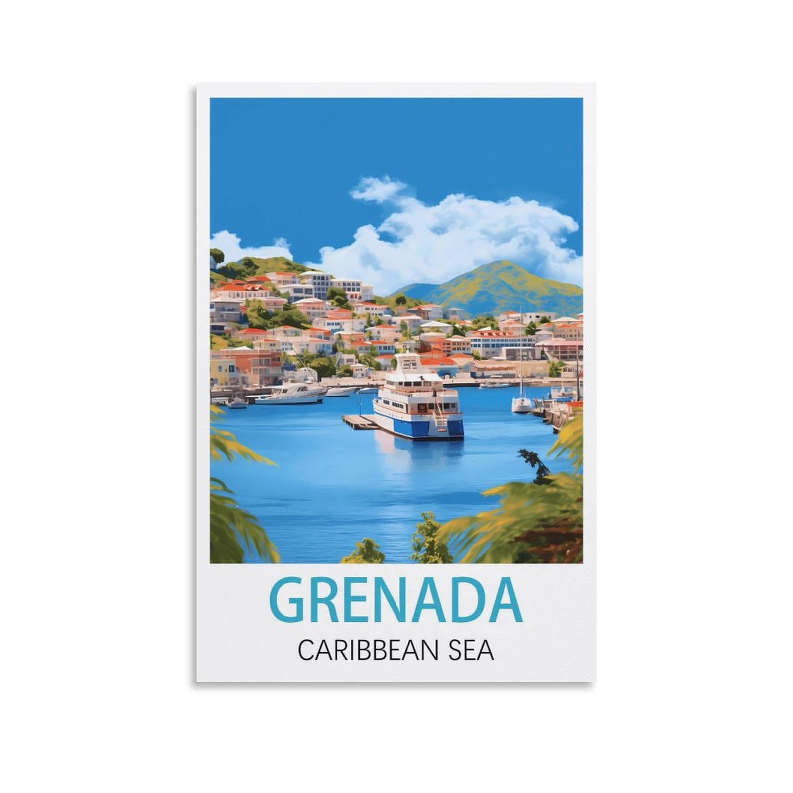 ZZHHEGN Grenada Caribbean Sea Vintage Travel Posters 16x24inch(40x60cm) Canvas Art Poster And Wall Art Picture Print Modern Family Bedroom Decor Posters