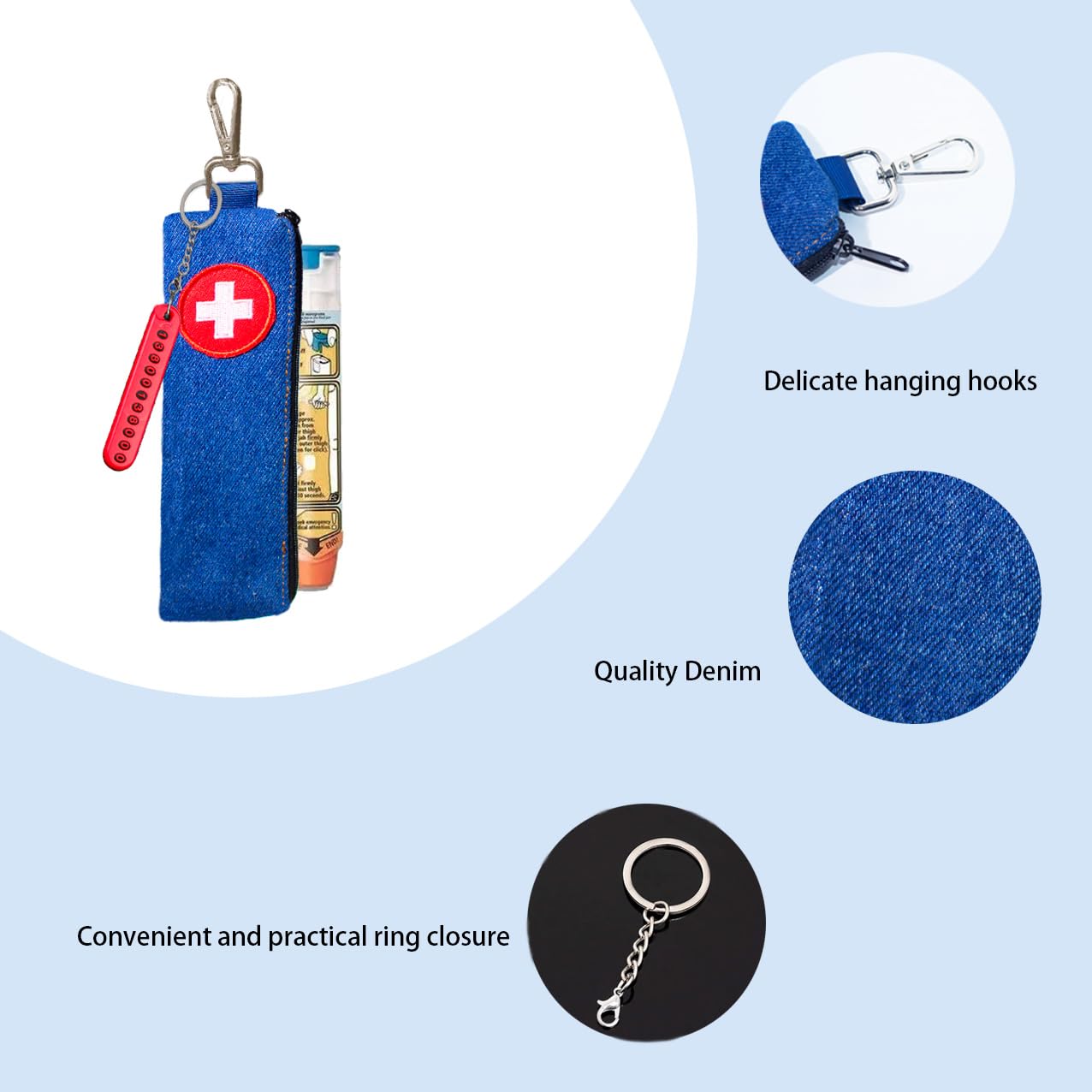 GZFQJJ 1 Pack Epipen Case, Suitable for 1 EpiPen Allergy Medicine Essentials(Blue)