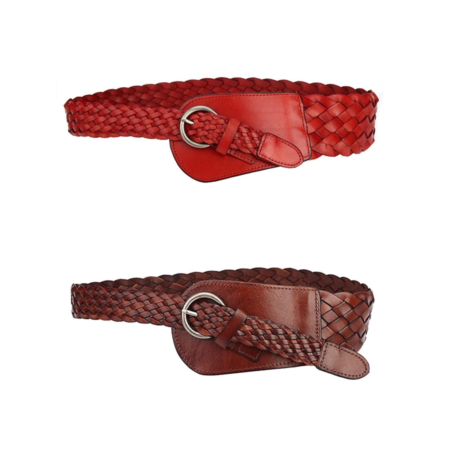 JOJOJ Cinturones anchos for mujer Cinturones de cuero trenzado de piel de vaca Cinturón de mujer de lujo for vestido