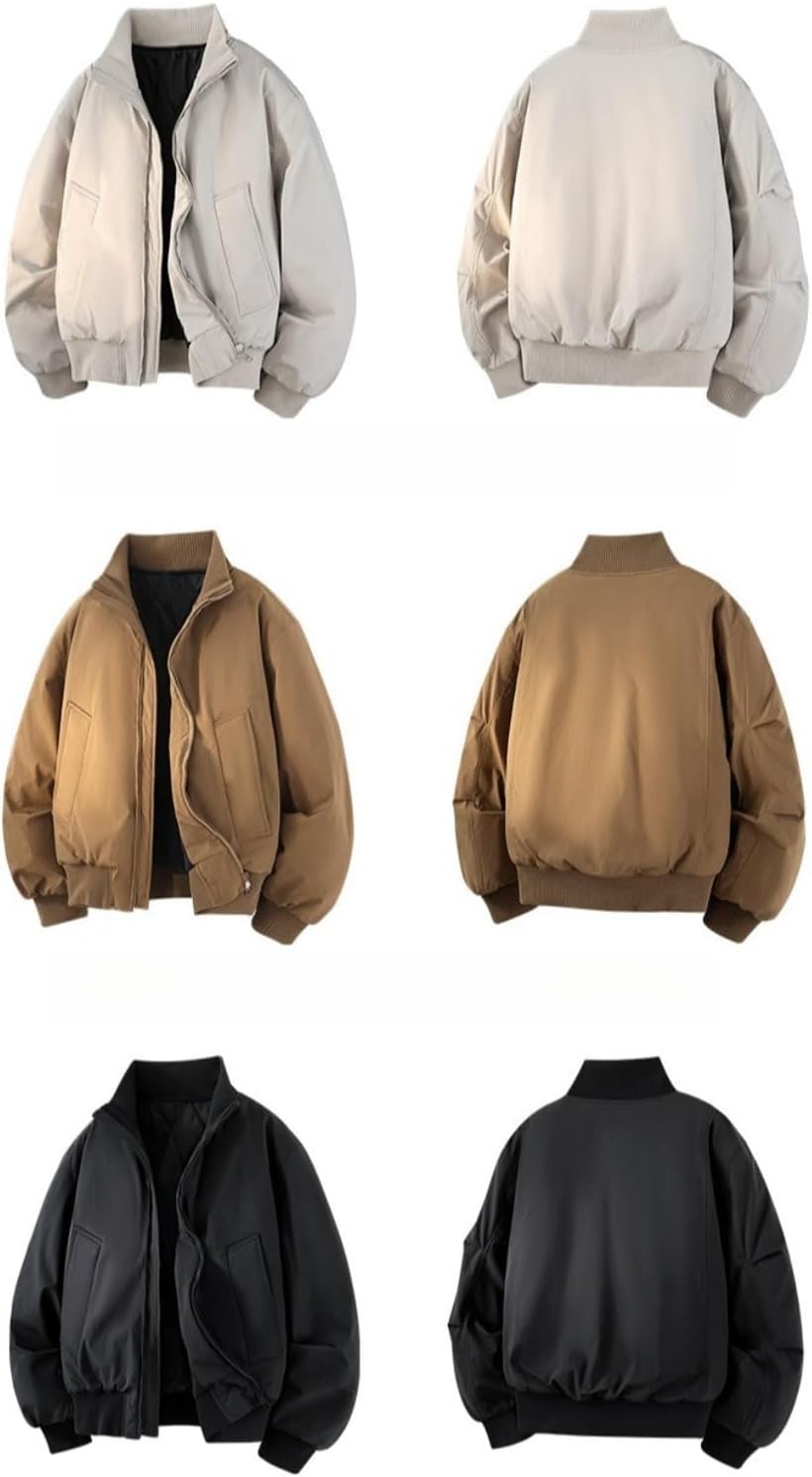 Men's Waterproof Bomber Jacket Thicken Windproof Cotton Cardigan Jackets Warm Outdoor Hiking Coats with Streetwear