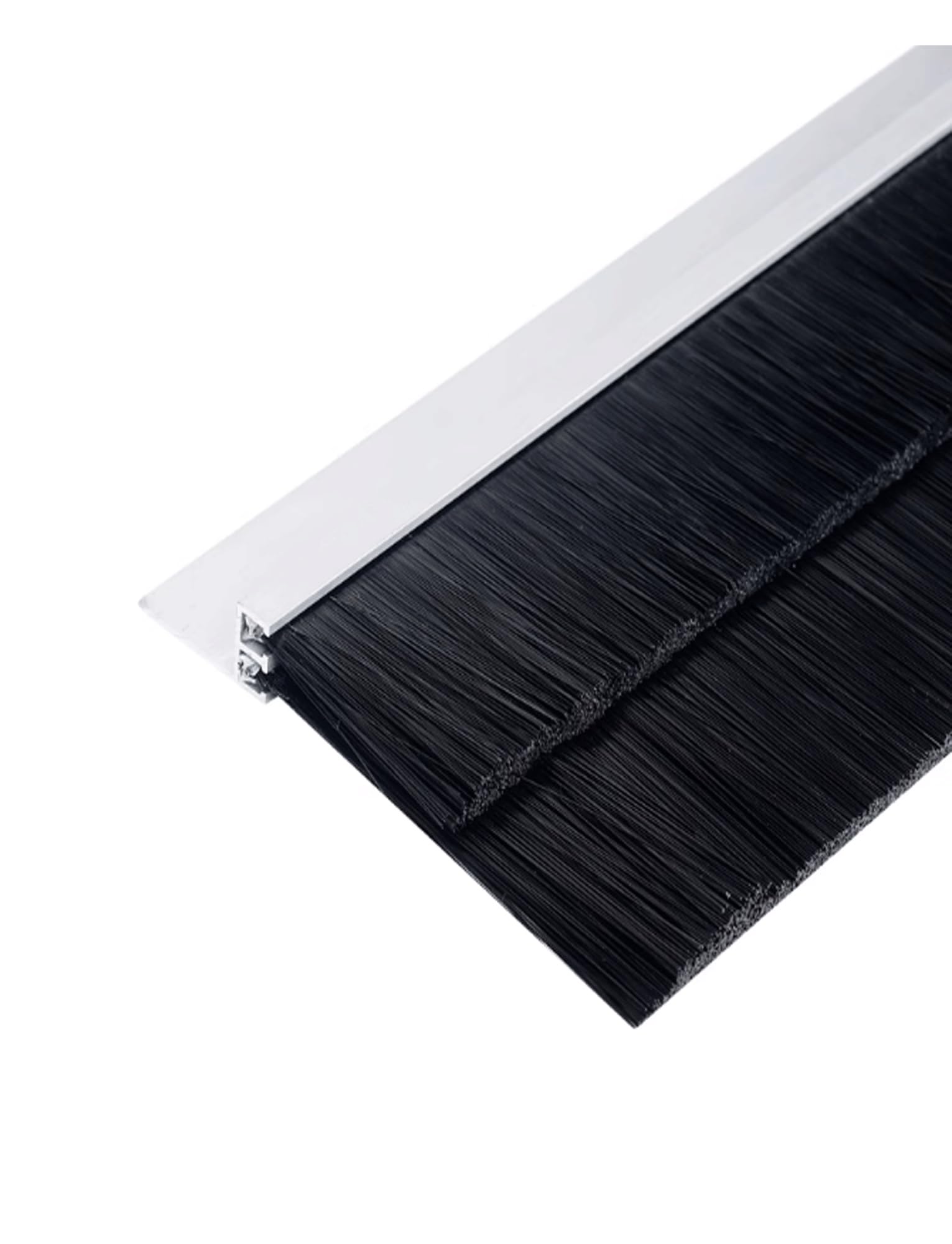 Door Bottom Sweep Seal with Brush, Aluminum Alloy H-Type Sweep for Gaps, Durable, Adjustable Length 1-30 cm, Easy Installation, Silver Finish