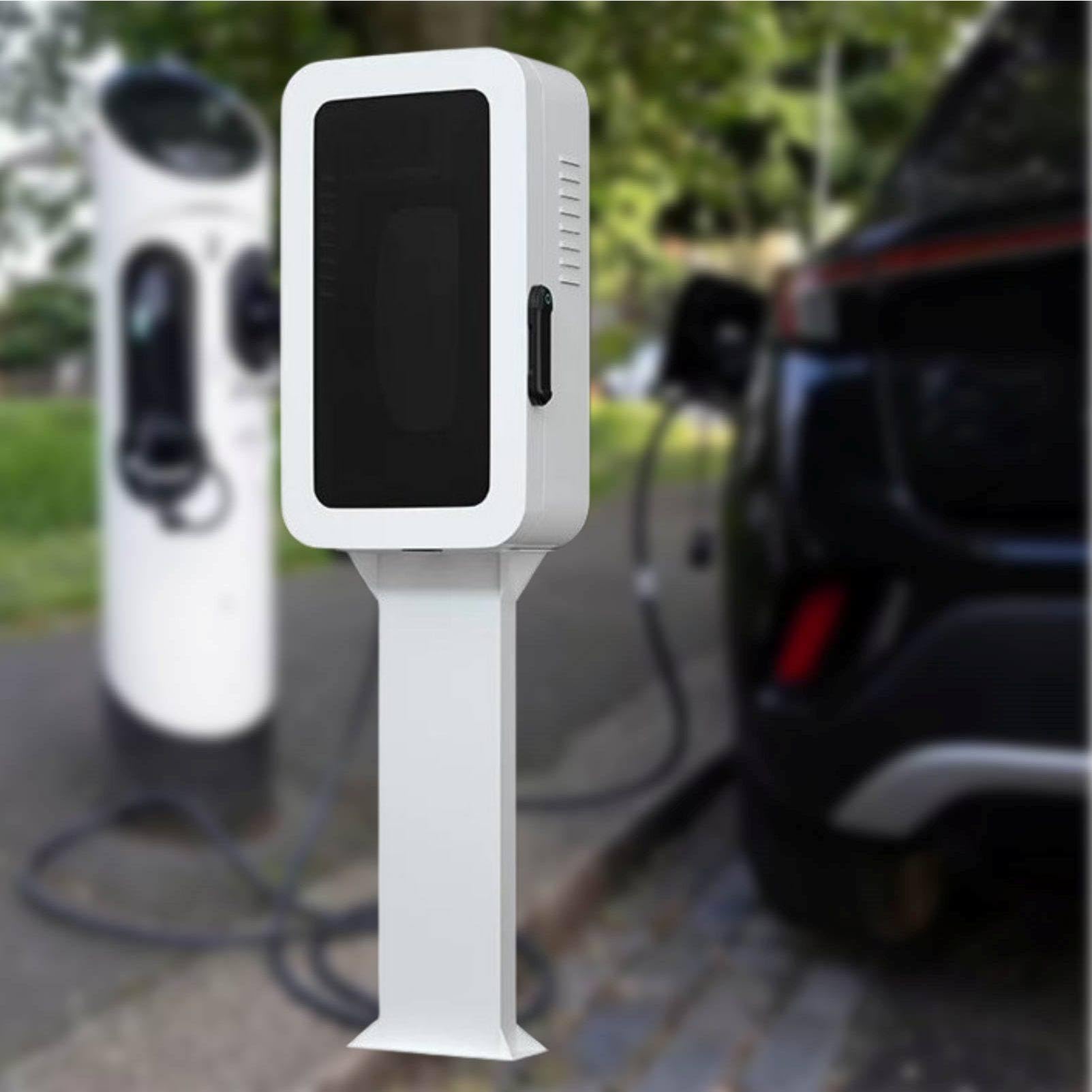 MhWrughts EV Charger Enclosure with Combination Lock and Cable Organizer, Weatherproof Wall Mounted Charging Box for Tesla Charger Home Garage Carport Installation White-FingerprintB