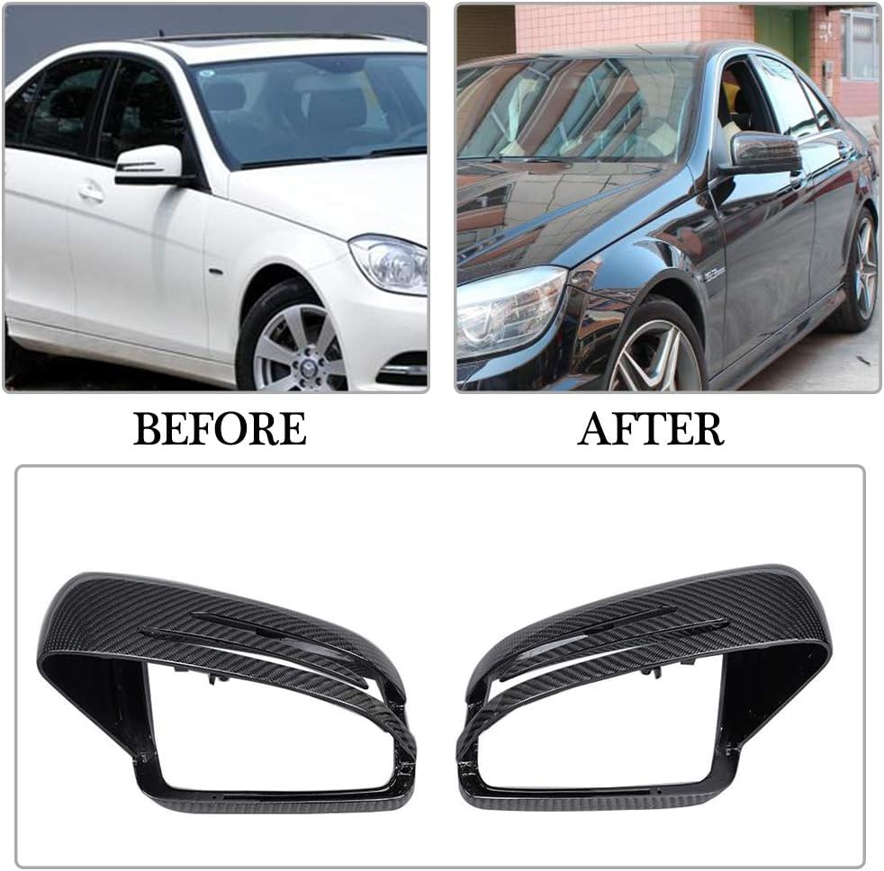 Mirror Cover fits Mercedes Benz W176 W246 W204 C204 W212 W221 W117/C117 W218 X156 X204 Carbon Fiber CF Rearview Side Mirror Caps Outside Shell (Carbon Fiber, Replacement Style)