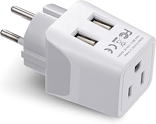 Ceptics Canada to Israel, Plestine Travel Adapter (Type H) - Dual USB - Charge your Cell Phone, Laptops, Tablets - Grounded (CTU-14)