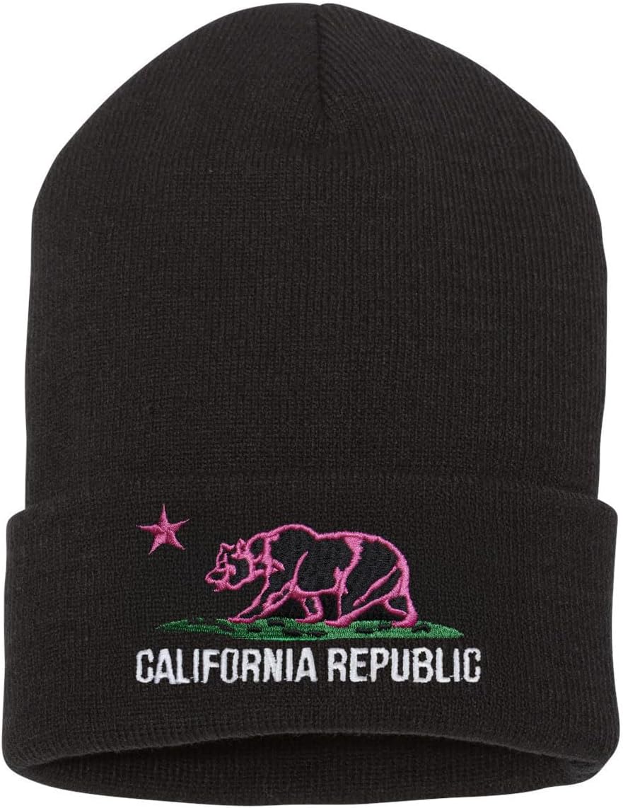 TOP HEADWEAR Men's California Republic Bear Long Cuff Beanie Embroidered