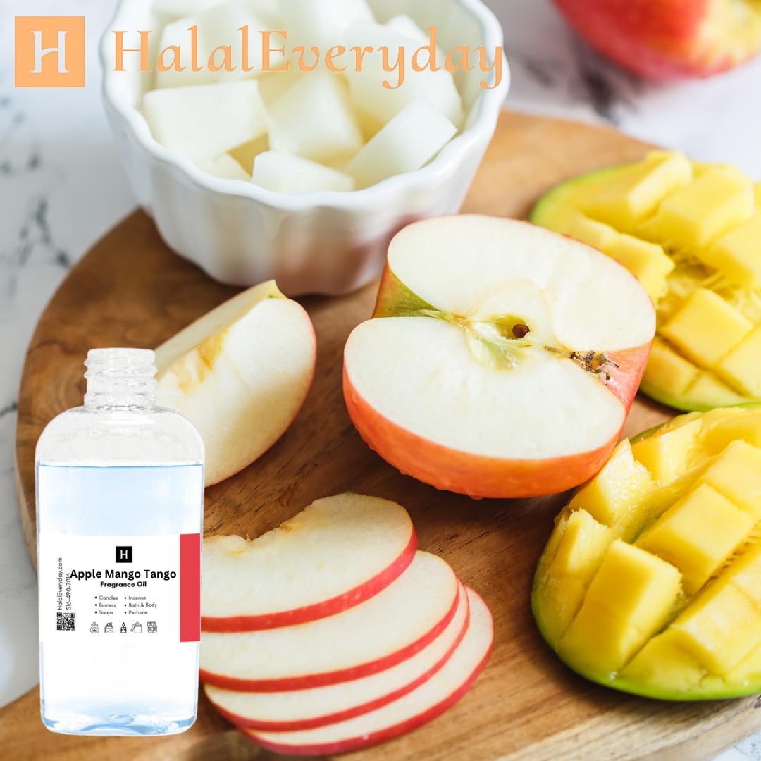 HalalEveryday Fragrance Oil - Uncut for Soap Making Candle Warmer Incense Body Oil Perfume & Other DIY - Various Scent Options (Apple Mango Tango, 2 oz)