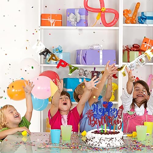 Miniatura 5 de Decoración de pastel con purpurina para cumpleaños del 4 de julio, feliz cumpleaños, revelación de género, fiesta de baby shower, suministros de