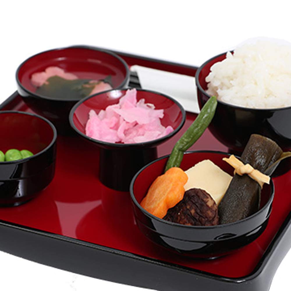 漆膳 Amazon | 紀州塗り 5.5寸 16.5cm 茜 仏器膳セット 黒内朱（椀：食洗機
