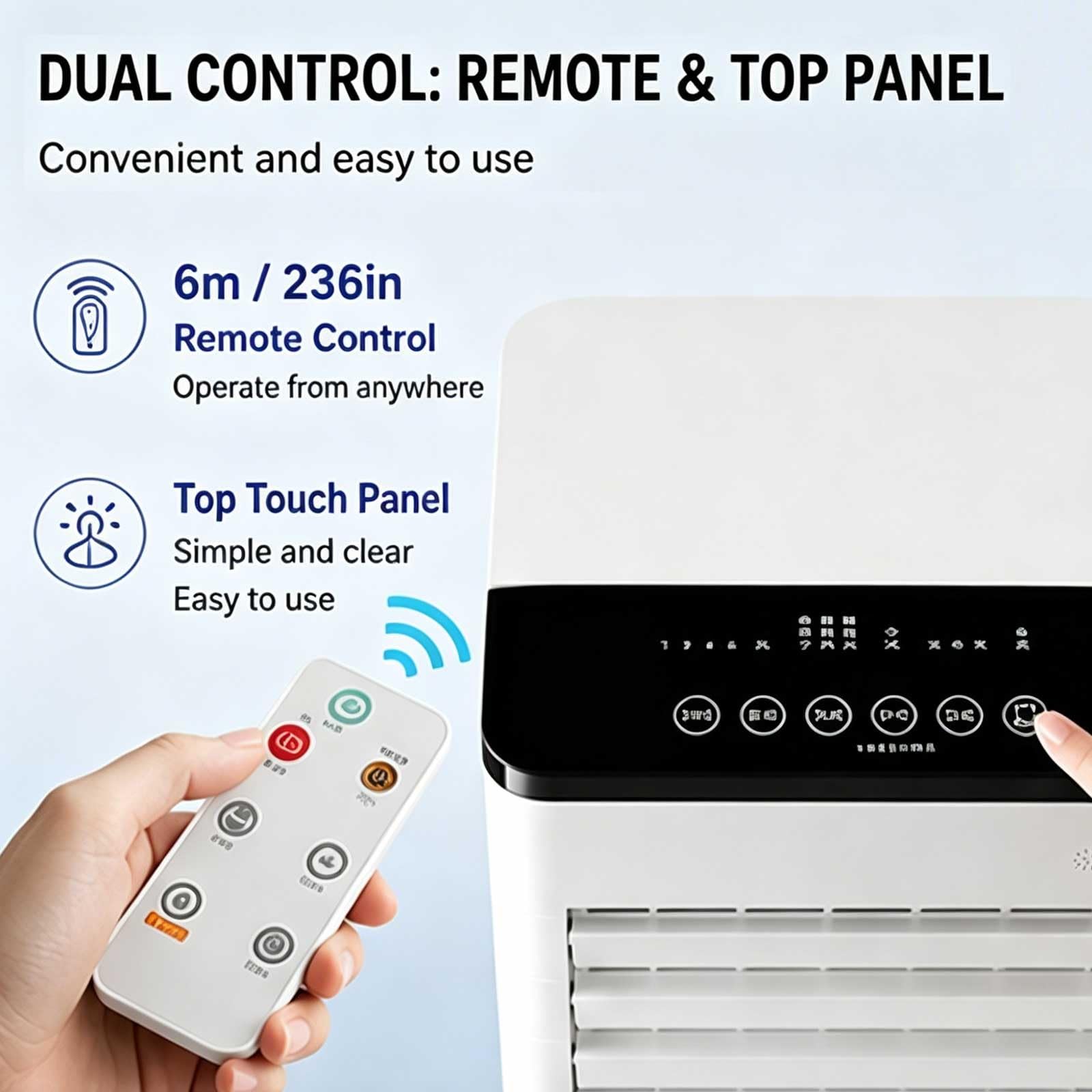 Aire Acondicionado Portátil 4 in 1, Raffreddatore d'Aria con Telecomando, Serbatoio dell'Acqua da 10 Litri, Oscillazione a 90°, Timer da 15 Ore e 3 Velocità per Interni
