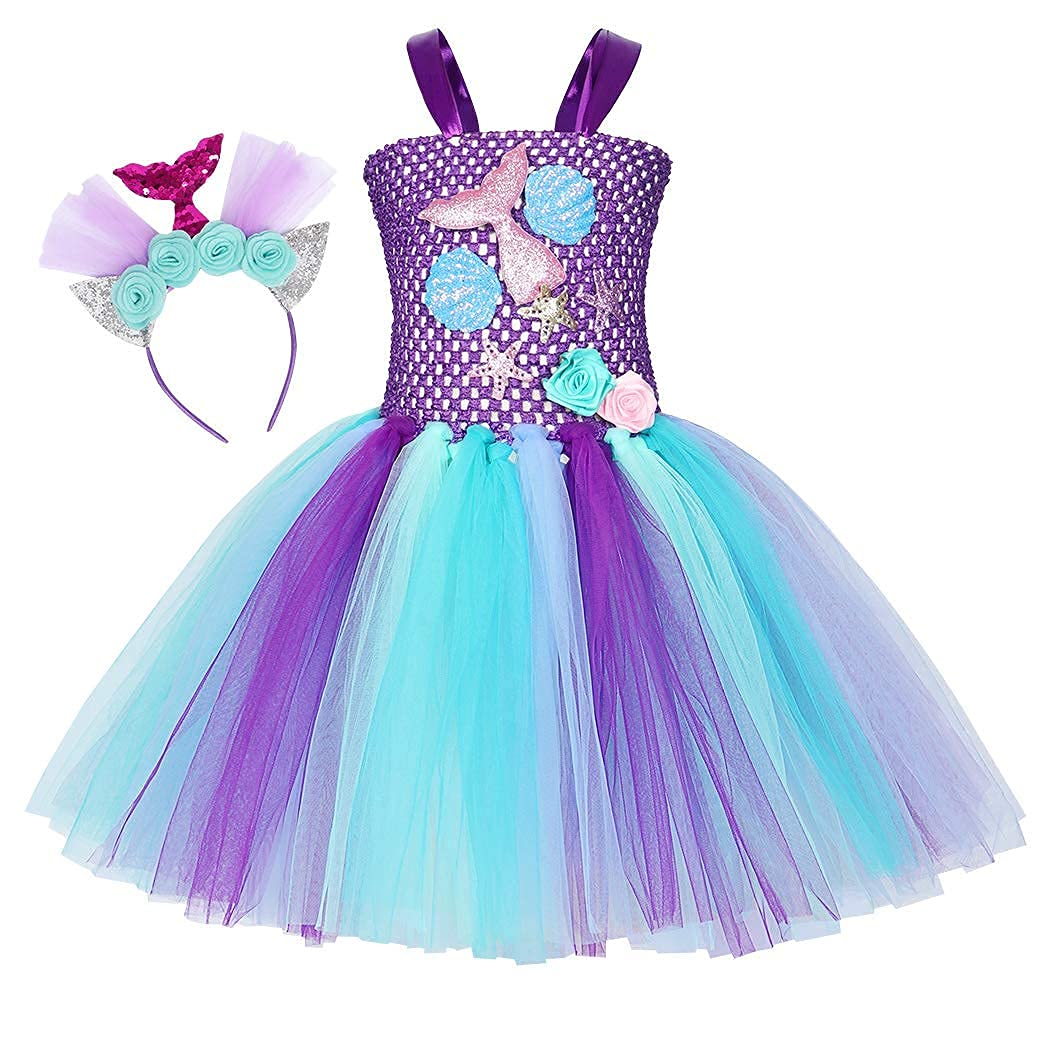 Mermaid Tutu for Girls Halloween Party Outfits Birthday Mermaid Skirts Dress Up Clothes