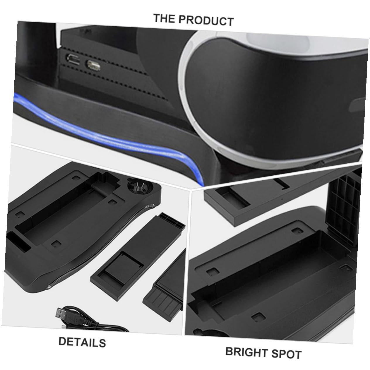 OSALADI Soporte para Gafas De Realidad Virtual Base para Gafas De Realidad Virtual Organizador De Estación De Carga para Mandos De Compatible VR para Sujeta Cascos Gaming y Almacenamiento