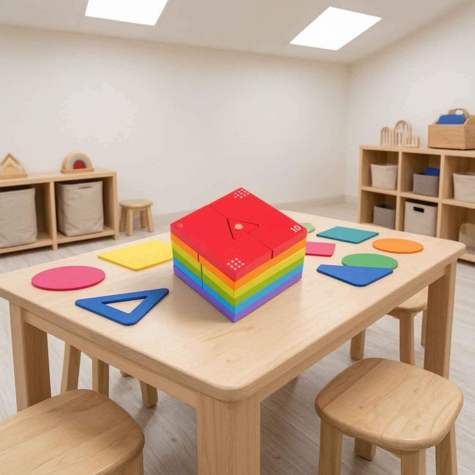 Stapel- und spiel handlich geometrisches Steckspiel aus bunt Steckspiel für Vorschul, Vorschule, Eltern-Kind-Aktivitäten