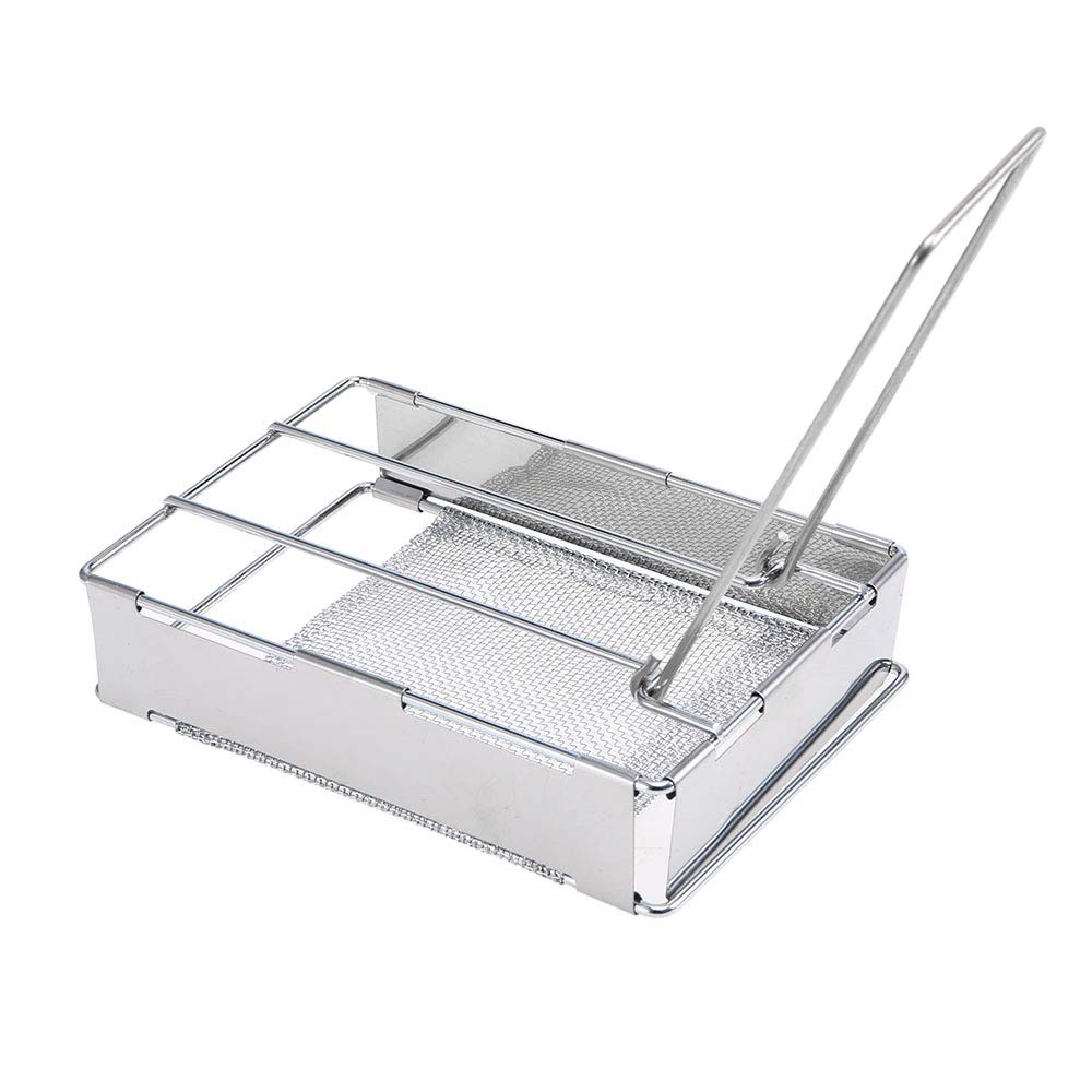 Foldable Stainless Steel Toaster Plate Portable Outdoor Camg Bread Toaster Grill Silver-POOWE-image-34