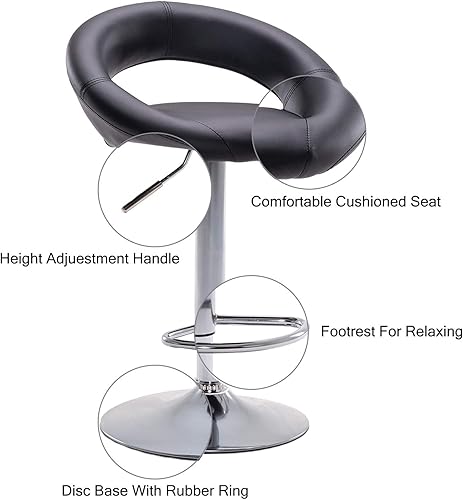 Miniatura 8 de YJCfurniture - Juego de 2 taburetes de bar para desayuno, para cocina, cocina, cocina, encimera, taburete, sillón, sillas de bar de piel sintética,