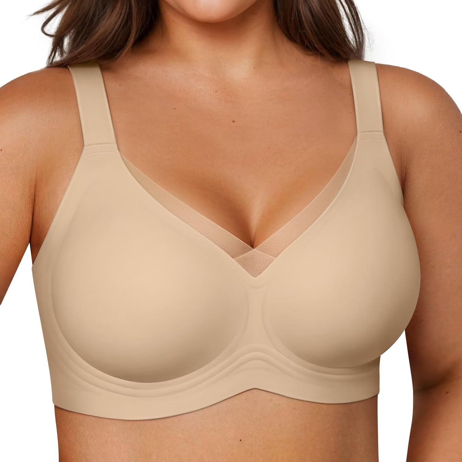 Vertvie Wireless Bras for Women No Underwire Supportive Mesh Crossover Bra Seamless Push Up Full Coverage Everyday Bralettes