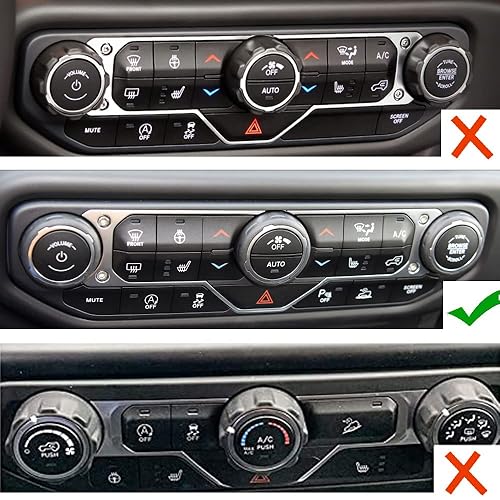 Miniatura 2 de BORUIEN Cubierta para perilla de aire acondicionado y interruptor de faros delanteros, con botón de CA para Jeep Wrangler JL JLU y Jeep Gladiator