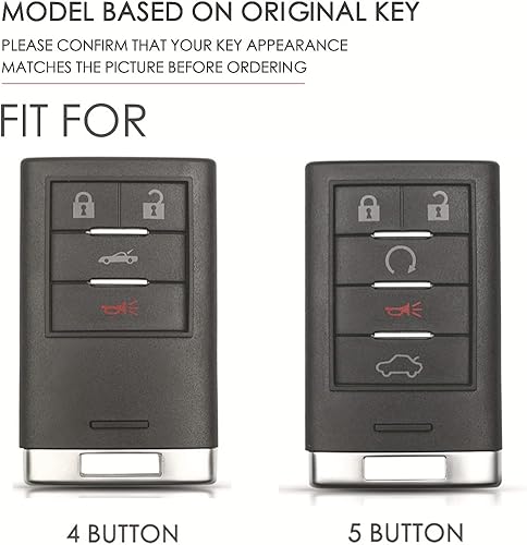 Miniatura 2 de ontto Funda para llave de coche de 5 botones para Cadillac Funda de cuero para llavero con estilo negro