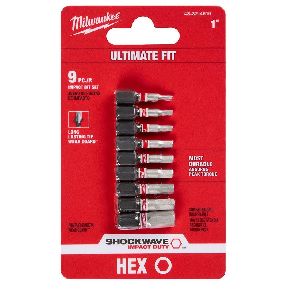 Electric Tool 48-32-4616 Electric Impact Hex Insert Bit Set, 9 Piece