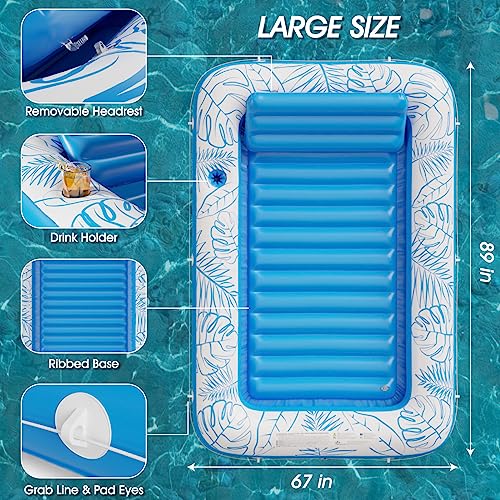 Image of Inflatable Tanning Pool Lounger Float - Jasonwell 4 in 1 Sun Tan Tub Sunbathing Pool Lounge Raft Floatie Toys Water Filled Tanning Bed Mat Pad for Adult Blow Up Kiddie Pool Kids Ball Pit Pool (XXL)