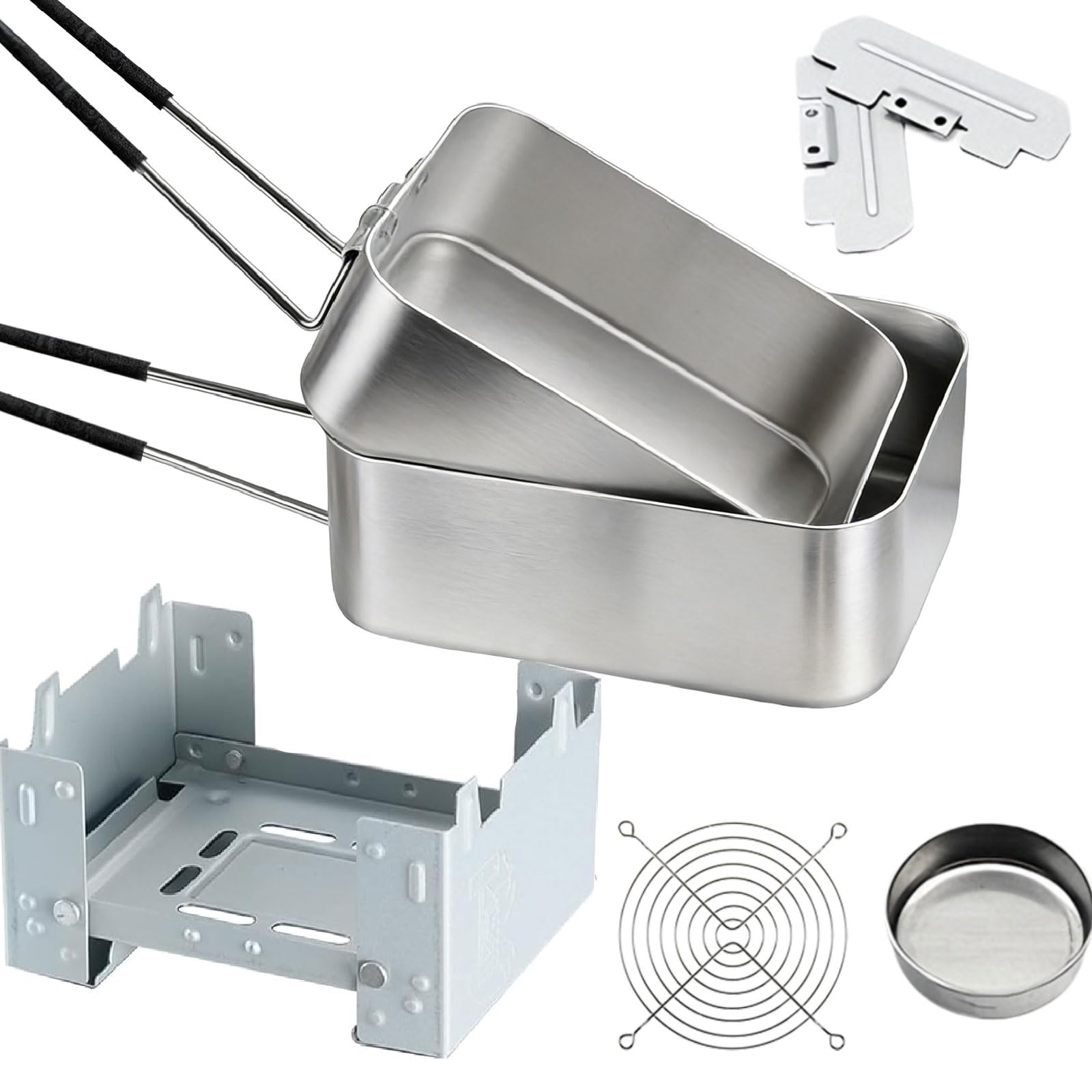 Camping Mess Kit, Modular Mess Tins for Camping with Compact Stove, Aluminium Camping Pan & Side Panels, Portable Outdoor Cooking Set for Hiking, Backpacking, and Picnic