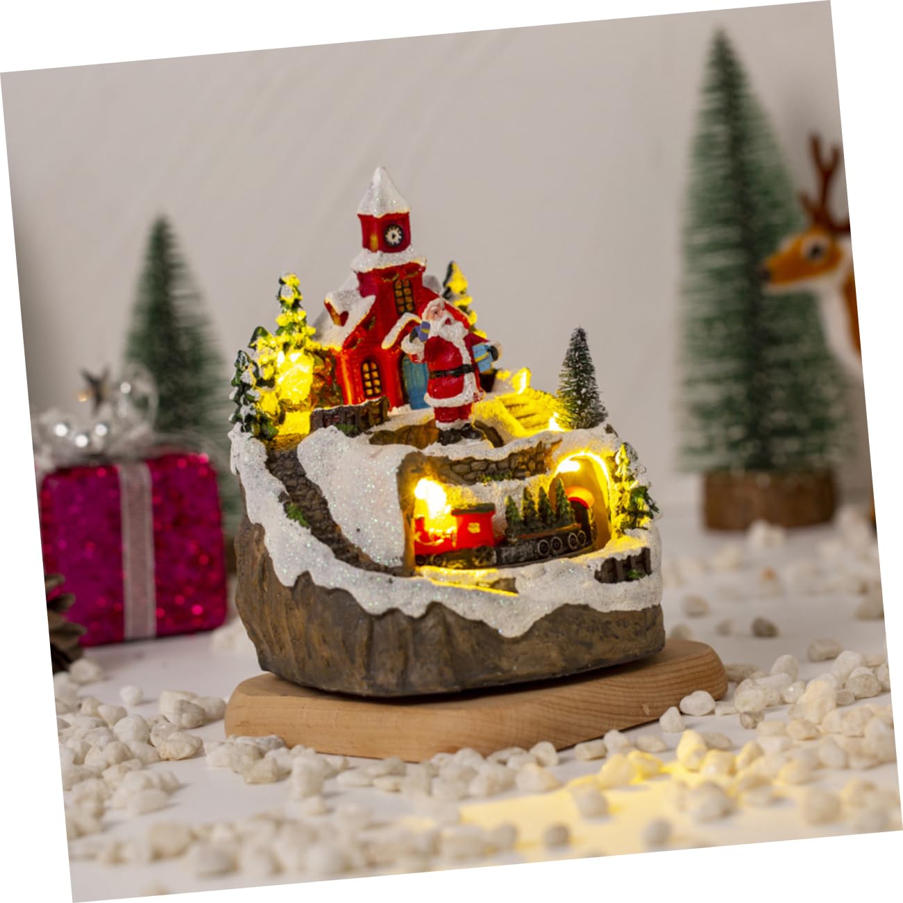 Cabilock 2 Pz Casa della Musica Natalizia Chiari Ornamenti Natalizi Alberi di Natale Orpello Natalizio Rami di Natale Luci Dell'albero di Natale Decorazione Decorazioni Illumina Casa Resina
