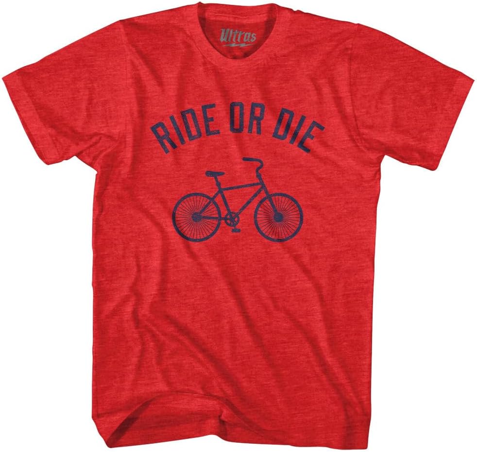 Mile End Ride Or Die Bike Adult Tri-Blend T-Shirt, Athletic Red, Small