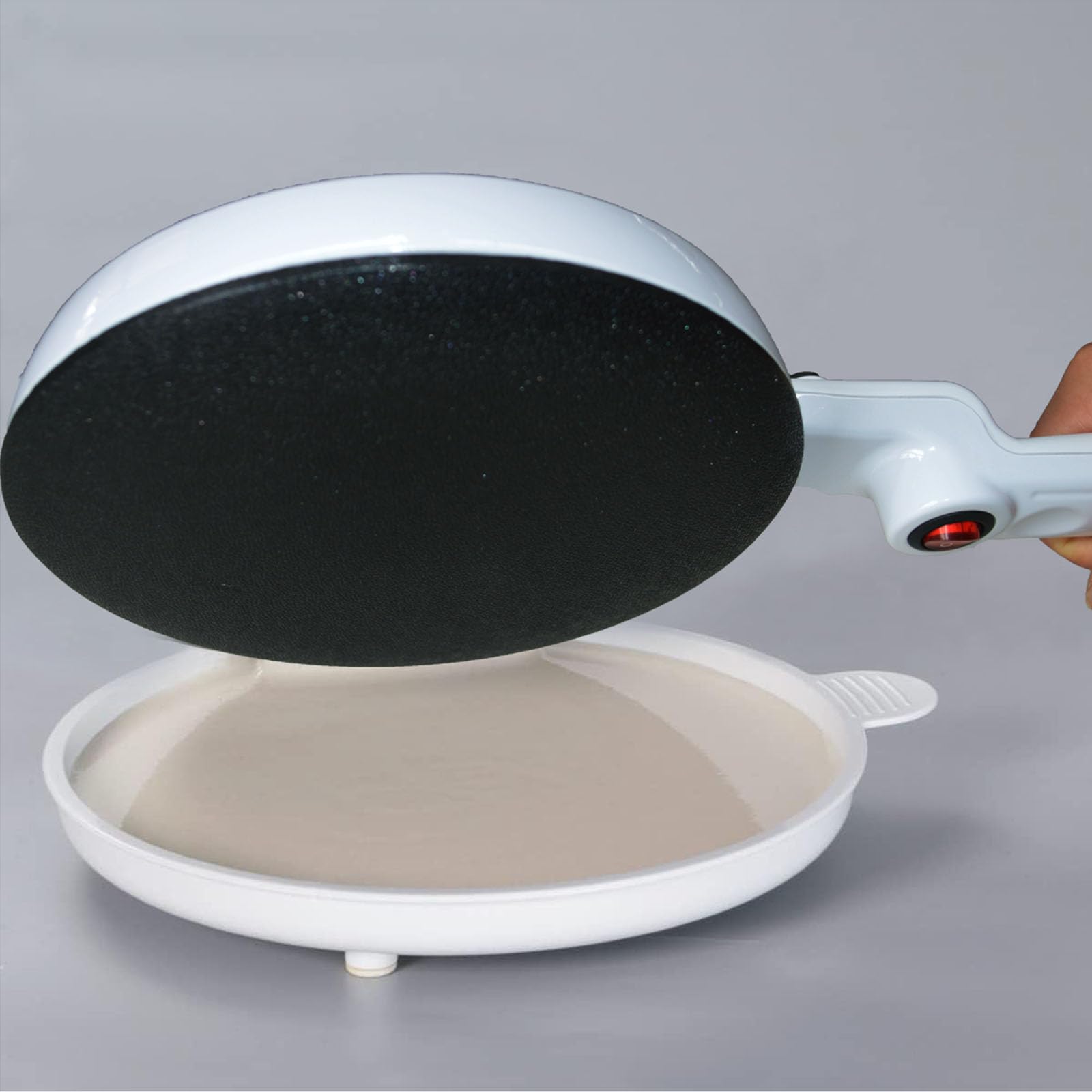 Crepiera Elettrica con Manico:Crepiera650 W,Regolazione Automatica Della Temperatura,Crepiera Cordless Antiaderente per Crêpe Finissime,Revestimiento Antiadherente de Teflón (Rosso)