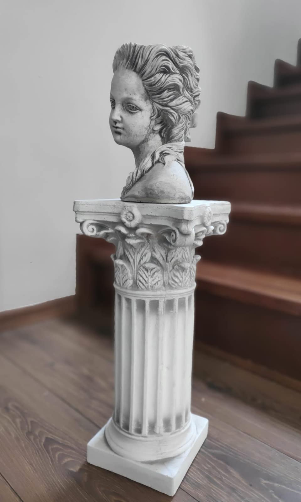Colonna decorativa greca ionica per esterno o interno 46 cm in pietra ricostituita