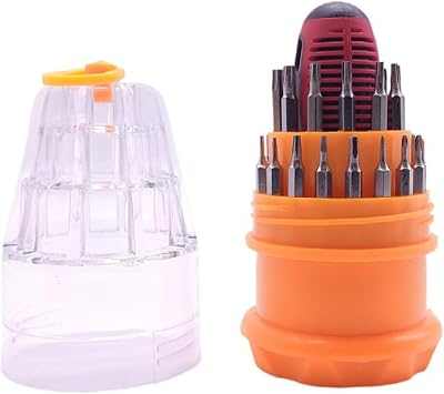 31-in-1 Precision Screwdriver Set with for TORX, Hex, for PHILLIPS, Flat, Triangle, and Specialty Bits, 45# Steel Construction, Storage Box, for Home, Office, Workshop, Garage, and