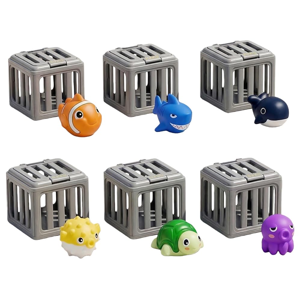 6Pcs Water Swimming Dive Pool Game W/Fish Box Floating Animals Floating & Sinking Animal Diving Set Multi-Purpose Pools Diving Rescue Toy Outdoor Beach Lake Swim Summer Party Gift