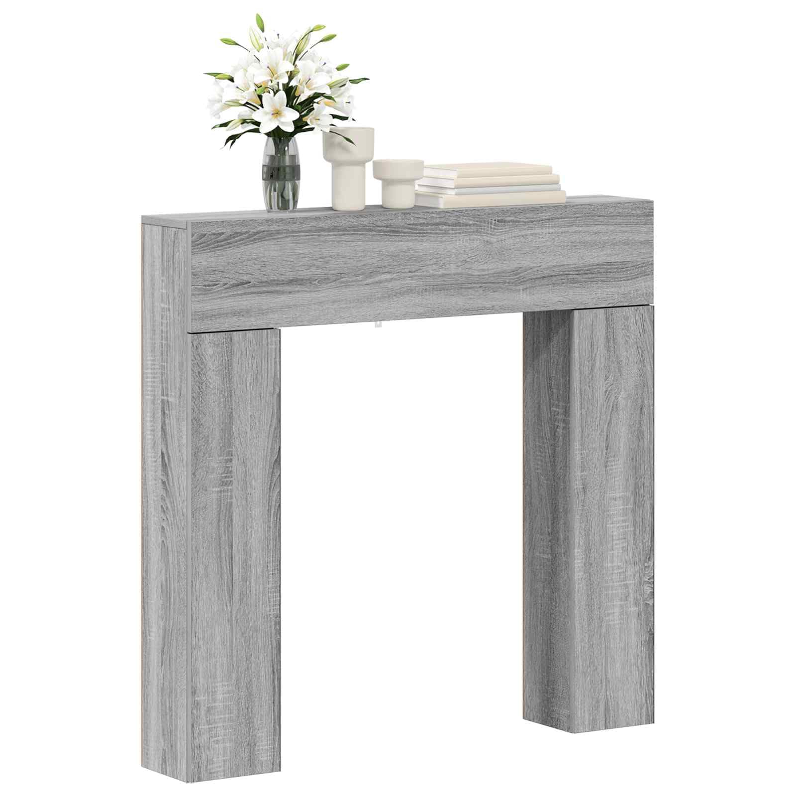 vidaXL Fireplace Surround Grey Sonoma 102 x 18 x 100.5 cm