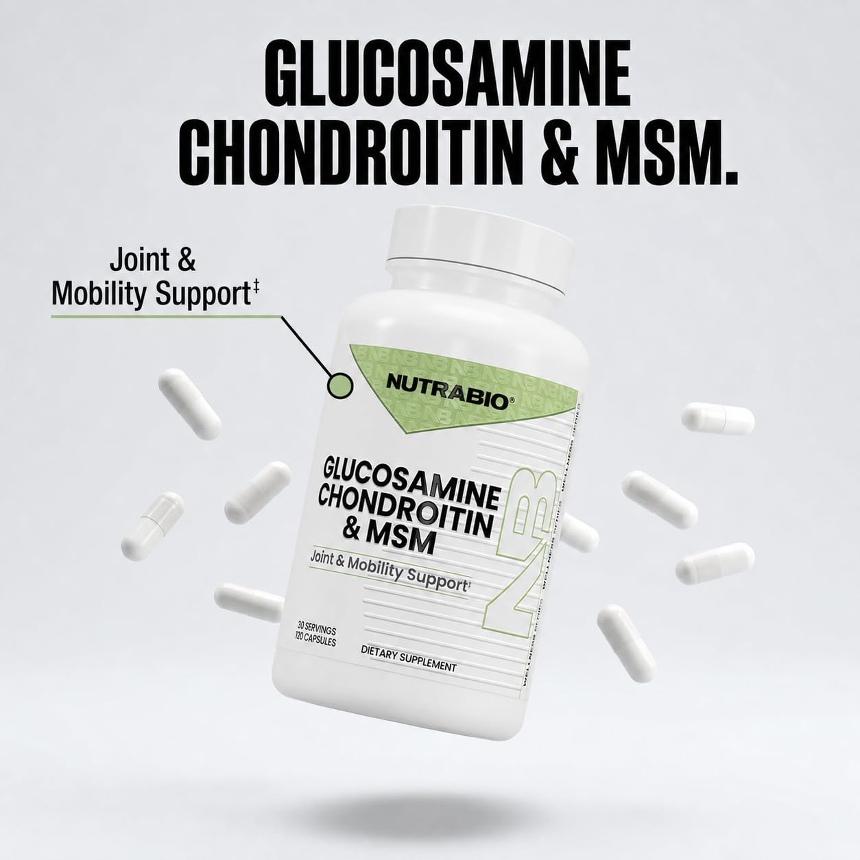 NutraBio Glucosamine Chondroitin & OptiMSM Supplement, Joint Support Formula - 120 Capsules (120 Count) — Amazon image 4