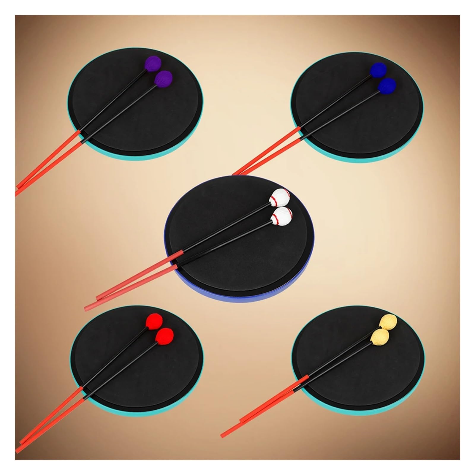 Marimba Mallets 1 par de palos Marimba con cabeza goma dura, mazos tambor, xilófono, instrumento percusión Piano, accesorios, martillo for jugar(Red)