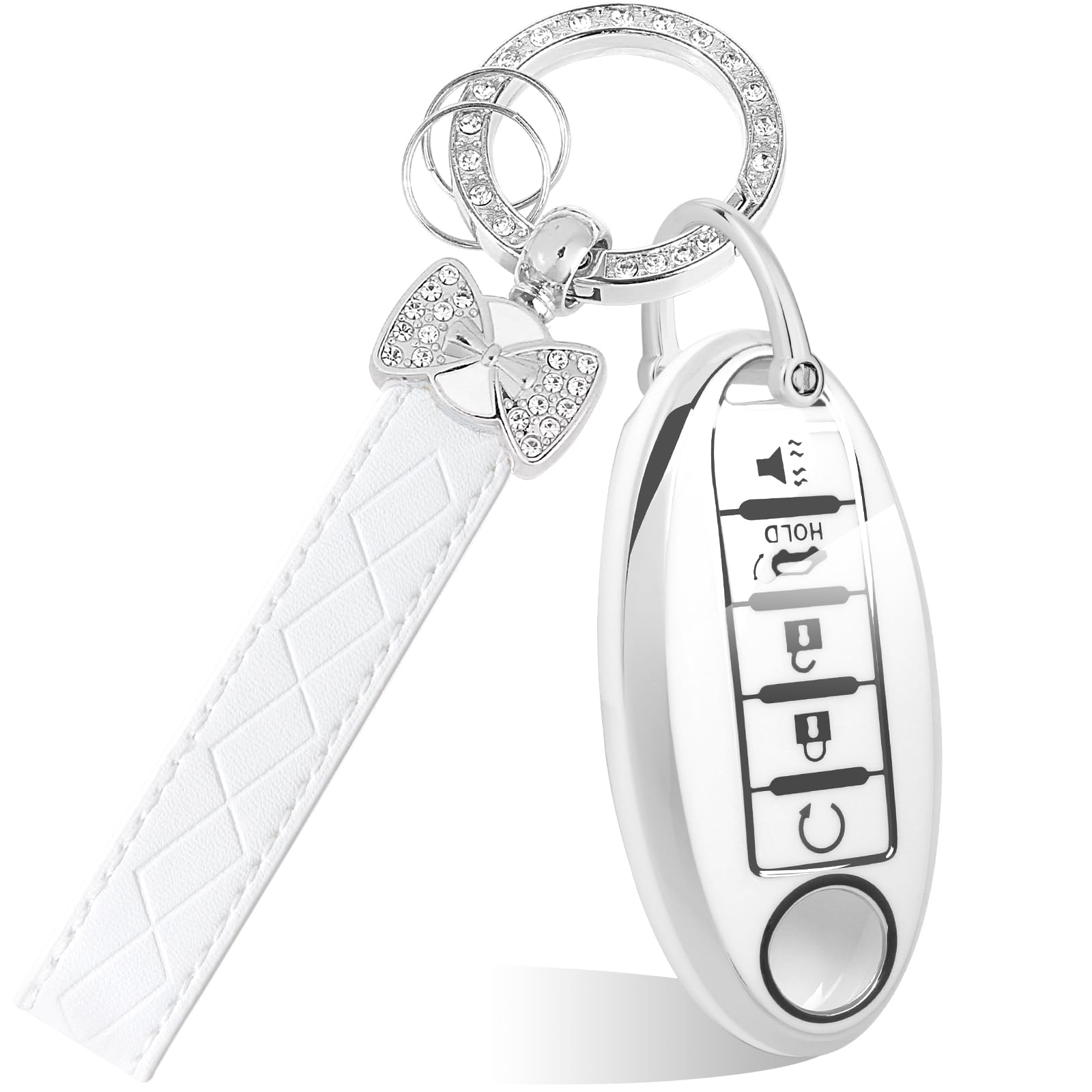 Compatible with Nissan Key Fob Cover, Bling Soft TPU Smart Key Holder for Altima Sentra Rogue Pathfinder Murano Armada Maxima Versa for Girl Women