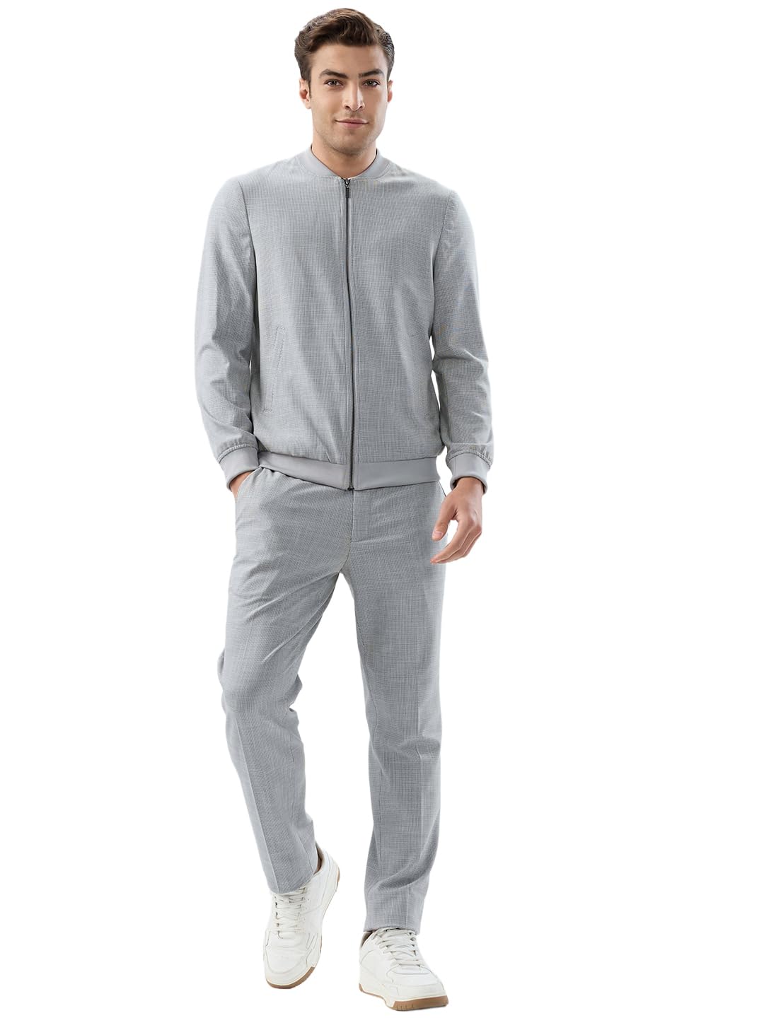 Men Neo Fit Structure Pattern Poly Viscose Blend Rib Collar Full Sleeve Formal Suit-image-19