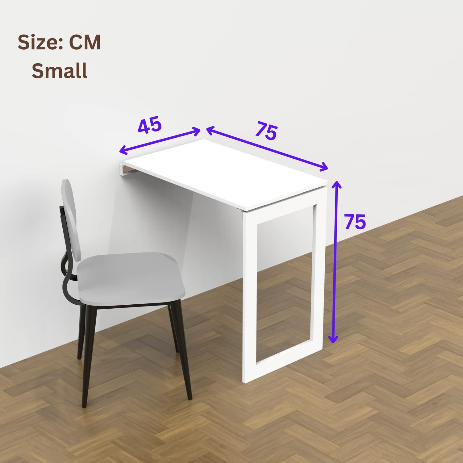 InnoFur Alice Wall Mounted Folding Dining & Study Table - Laptop & Utility Table (Brown, Small 75CM x 45CM) 3