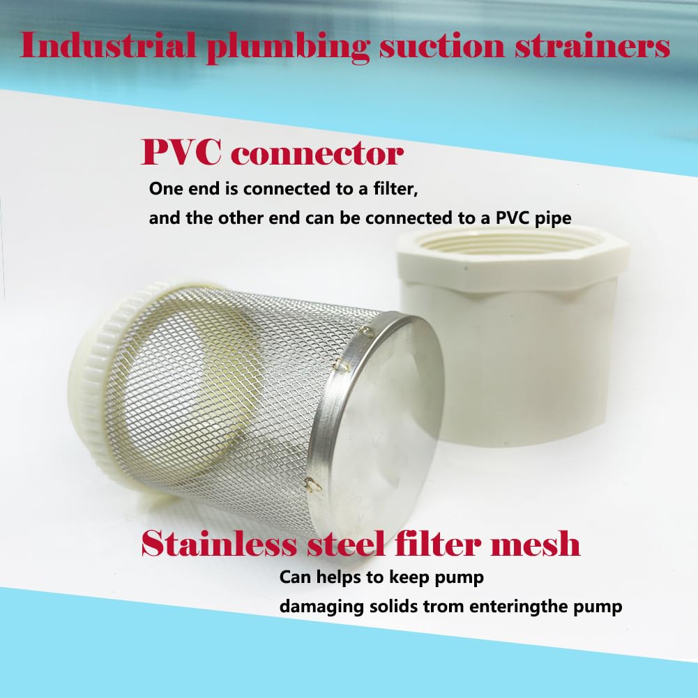 DN50/2 inch Suction Strainers Stainless Steel Filter Cover Connected to DN50/2 inchPVC Water Pipe Used to Remove Debris and Reduce Solid Entry — Amazon image 4