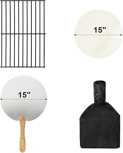 Miniatura 4 de Horno de pizza al aire libre de 15 pulgadas, horno de pizza portátil para patio, incluye piedra para pizza, cáscara de pizza, patas plegables,