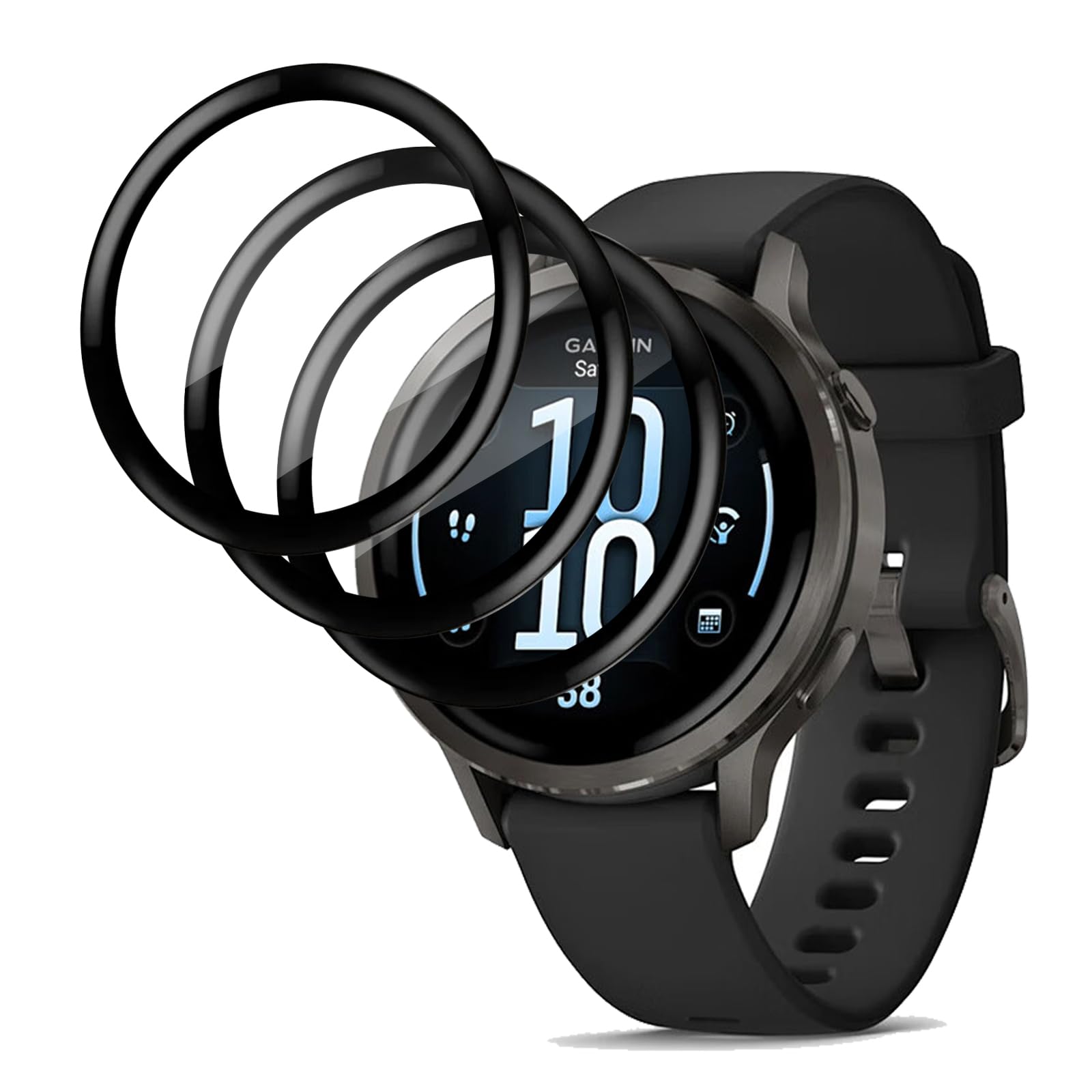 ToVioc [2 Pièces] Coque Avec Protecteur D'écran Compatible Avec Garmin Venu 3S, [TPU Flexible Coque] [Anti-Rayures] Shell Pour Garmin Vivoactive 3S - Rose Gold & Transparent