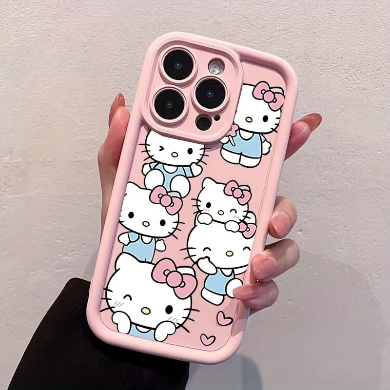 Cute Kitty TPU Case with Bow Accents, Soft Shockproof Cover Compatible with iPhone 15 Pro Max